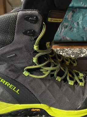 Merrell Gray Hiking Boot with Neon Yellow Accents